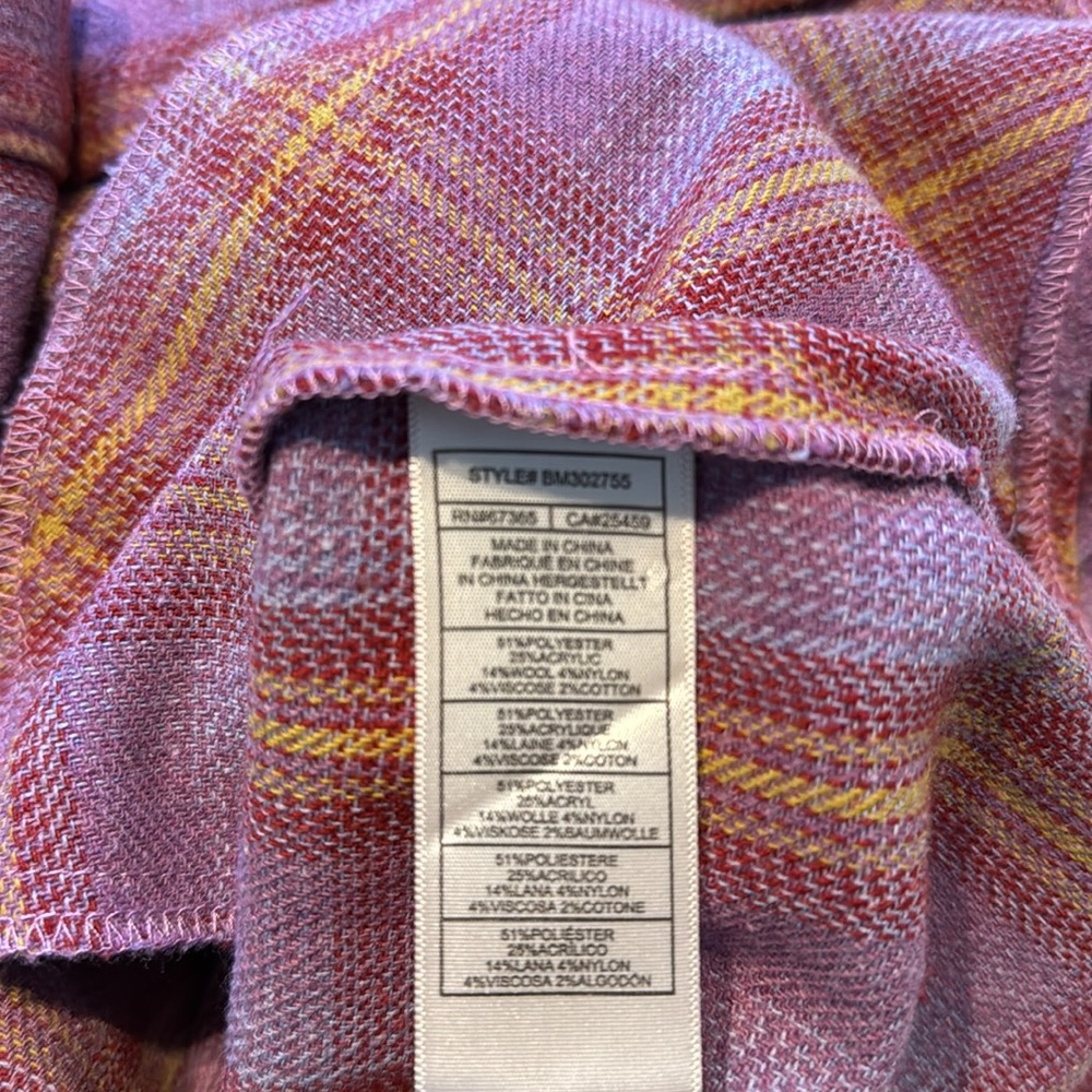 Steve Madden- Pink, Purple and Orange plaid jacket, Size M - Picture 2 of 3